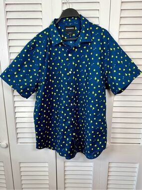 Bonobos Riviera Shirt Men’s XL Regular Fit Blue Yellow Short Sleeve